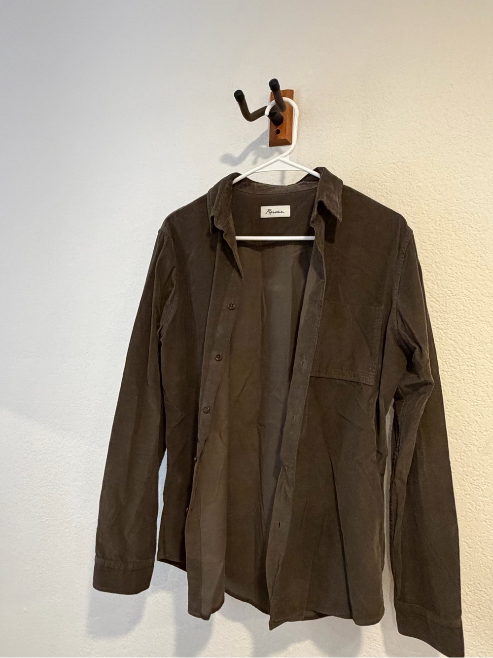 Men's Brown Corduroy Button-Down Shirt